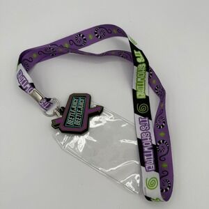 Beetlejuice Lanyard ID Badge Holder It's Showtime Purple Green Collectible